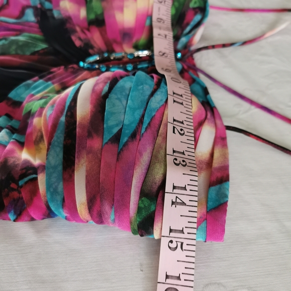 Betsy & Adam Multi Colored Maxi Gown Size 6 - Picture 9 of 11